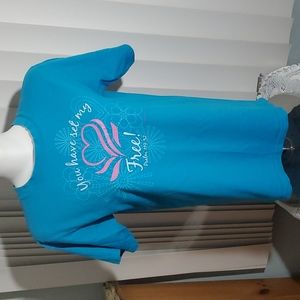 WOMEN of FAITH Turquoise Short-Sleeve T-Shirt-Psalm 119:32-Sparkle-EC-Sz S